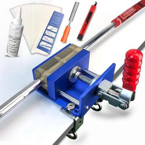 Crestgolf Golf Repair Kit Drill-Free & Drill Installation for Regripping Golf Clubs, Inlcudes 13PCS Grip Tapes, Hook Knife, Solvent, Grip Tape Remover and Aluminum Vise Clamp for Home or Workshop