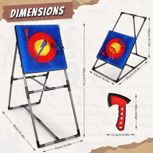 Axe Throwing Game for Backyard, Axe Throwing Target Set Games with 6 Throwing Axes & 6 Dart Bristle Target, Outdoor Indoor Yard Game for Youth Kids Activity Carnival Games for Age 3-12