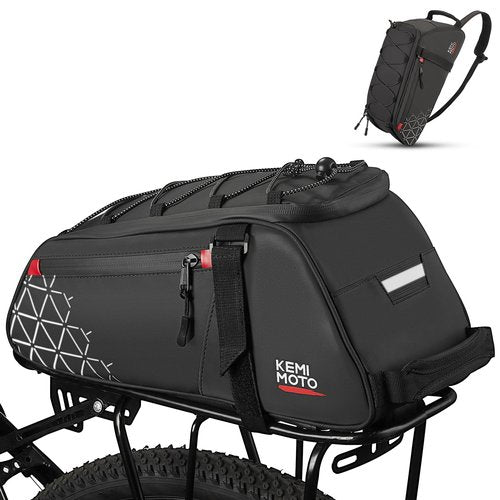 KEMIMOTO Rear Bike Rack Bag - 8L PVC Water Resistant Ebike Bags for Bicycle Rear Rack, Bicycle Trunk Pannier for Commuter Travel Shopping and Cycling (Black)