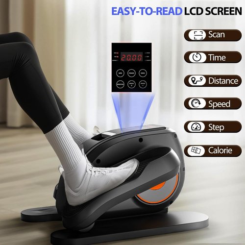 Under Desk Elliptical Machine – Electric Pedal Exerciser with 12 Adjustable Speeds, Quiet & Portable, LED Display, Ideal for Seniors & Adults, Home or Office Use (Black)