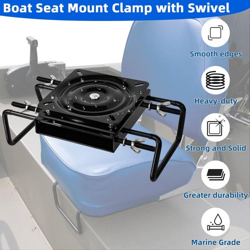 Boat Seat Swivel Base Mount,Boat Seat Pedestal Mount Clamp on with Swivel for Jon/Fishing/Kayak/Bass/Skiff with Bench,Clamp Adjusts from 7 1/2 to 20 inches,Powder-Coated Galvanized Steel
