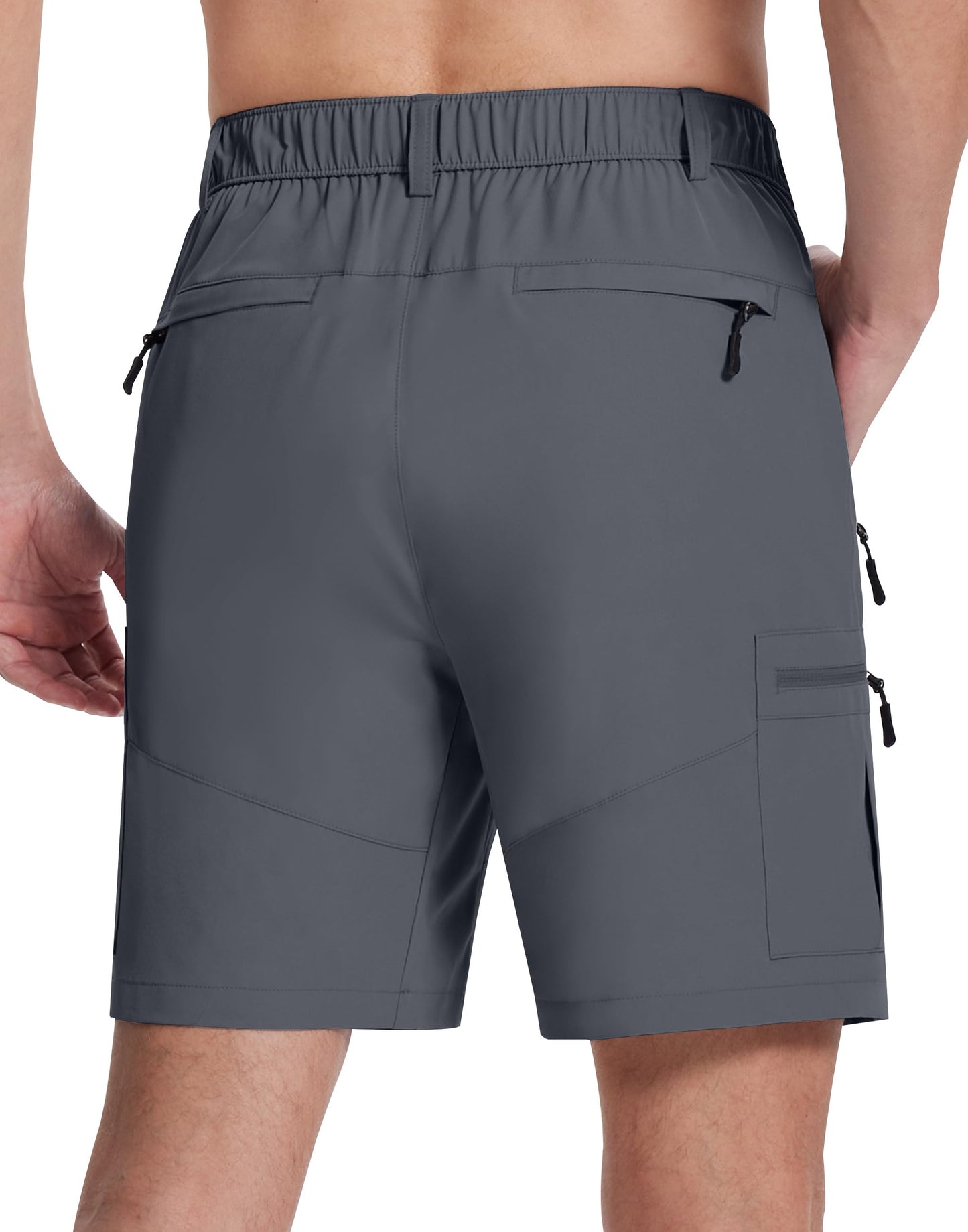 SERAMY Mens Hiking Cargo Shorts with 6 Zipper Pockets 9" Quick-Dry Lightweight Short for Golf Casual Fishing Outdoor Work