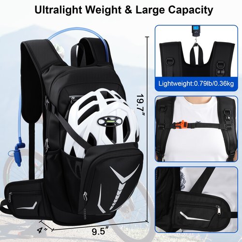 Lightweight Hydration Backpack 18L with 3L BPA Free Leak-Proof Water Bag, Insulated Hiking Backpack with Water Bladder for Men Women, Outdoor Daypack with Extra Storage for Hiking, Running, Biking