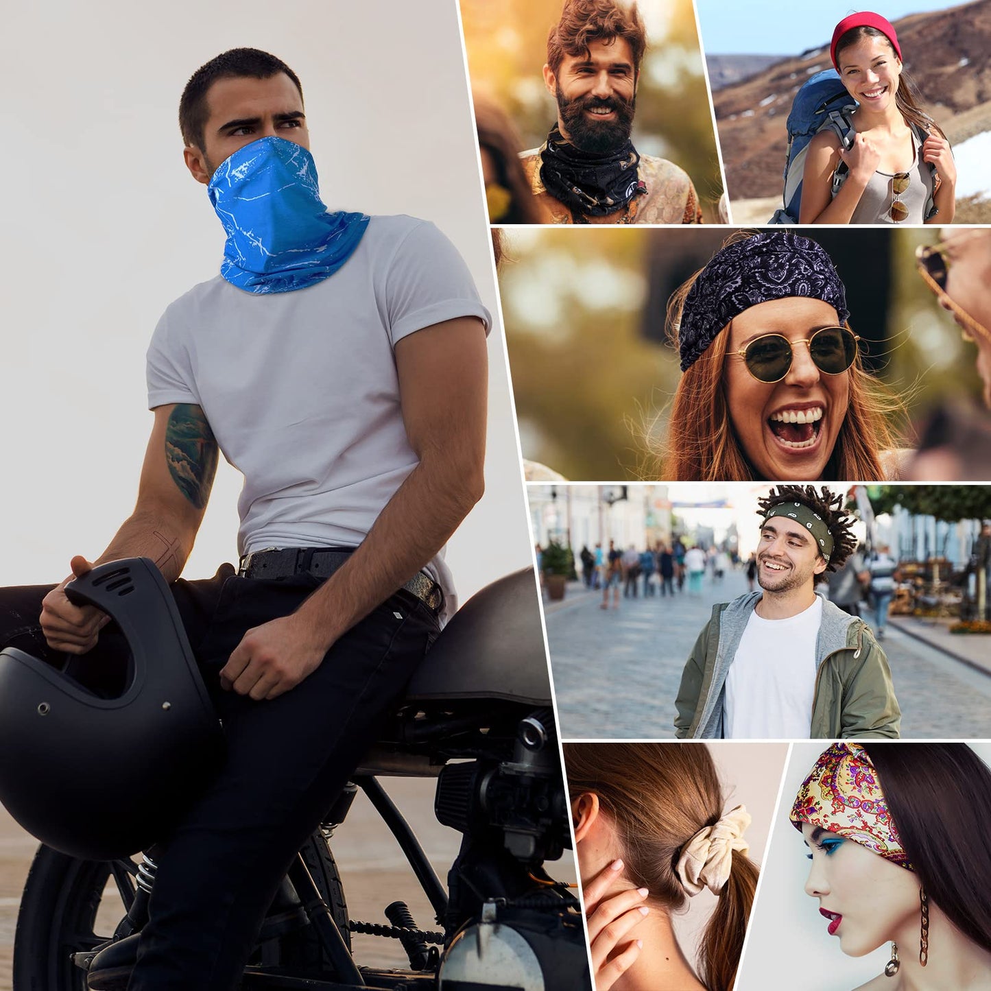 Tarpop 12/30 Pcs Neck Gaiters Scarf Elastic Wrap Headband Sweat Absorbing Bandana for Women Men Sports Yoga Running(30 Pcs,Stylish Style)