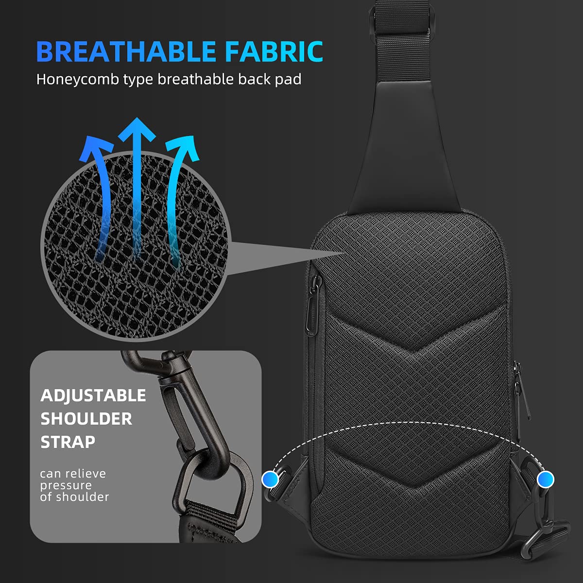 Muzee Crossbody Sling Bag for Women & Men,Lightweight Small Travel Backpack, One Strap Chest Bag for Hiking, Daypack & Travel Essentials
