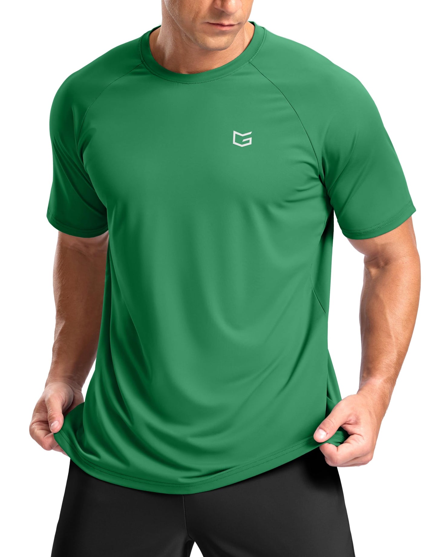 G Gradual Men's Athletic Workout T-Shirts Moisture Wicking Cooling Running Shirts Short Sleeve Performance Tee for Gym Tennis(Green,M)