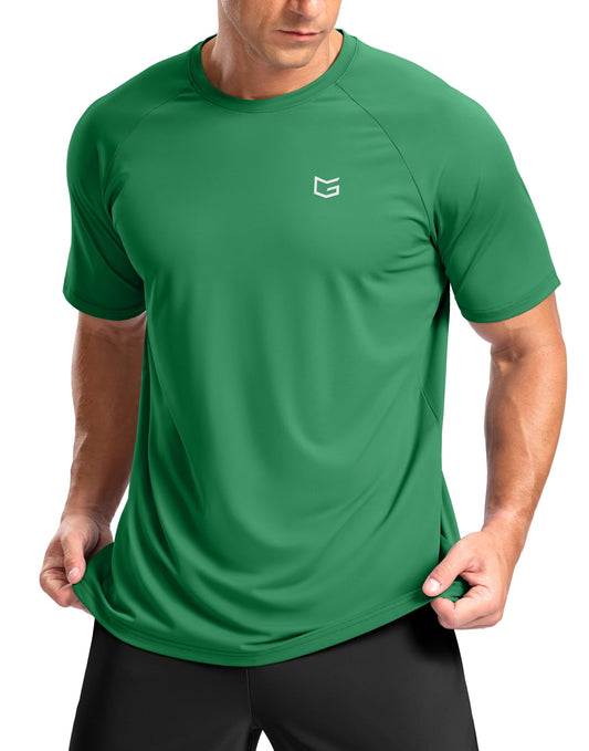 G Gradual Men's Athletic Workout T-Shirts Moisture Wicking Cooling Running Shirts Short Sleeve Performance Tee for Gym Tennis(Green,M)