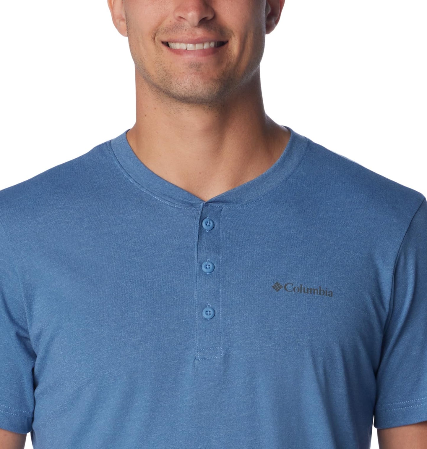 Columbia Men's Thistletown Hills Short Sleeve Henley, Skyler Heather, Medium
