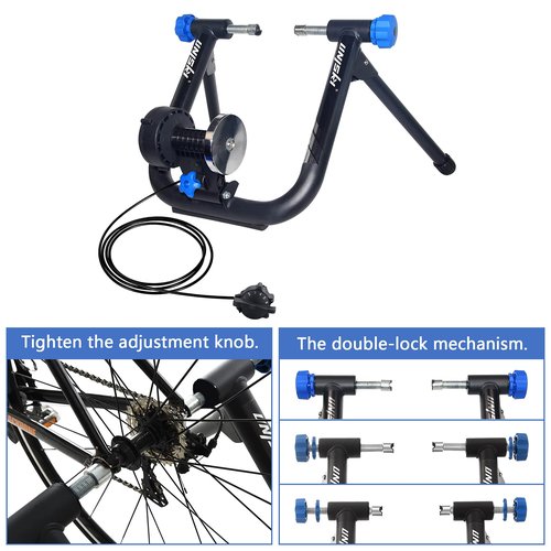 Unisky Bike Trainer Stand Indoor Riding Steel Heavy Duty Bicycle Exercise Stand 6 Speed Magnetic Resistance Stand for Road and Mountain Bikes