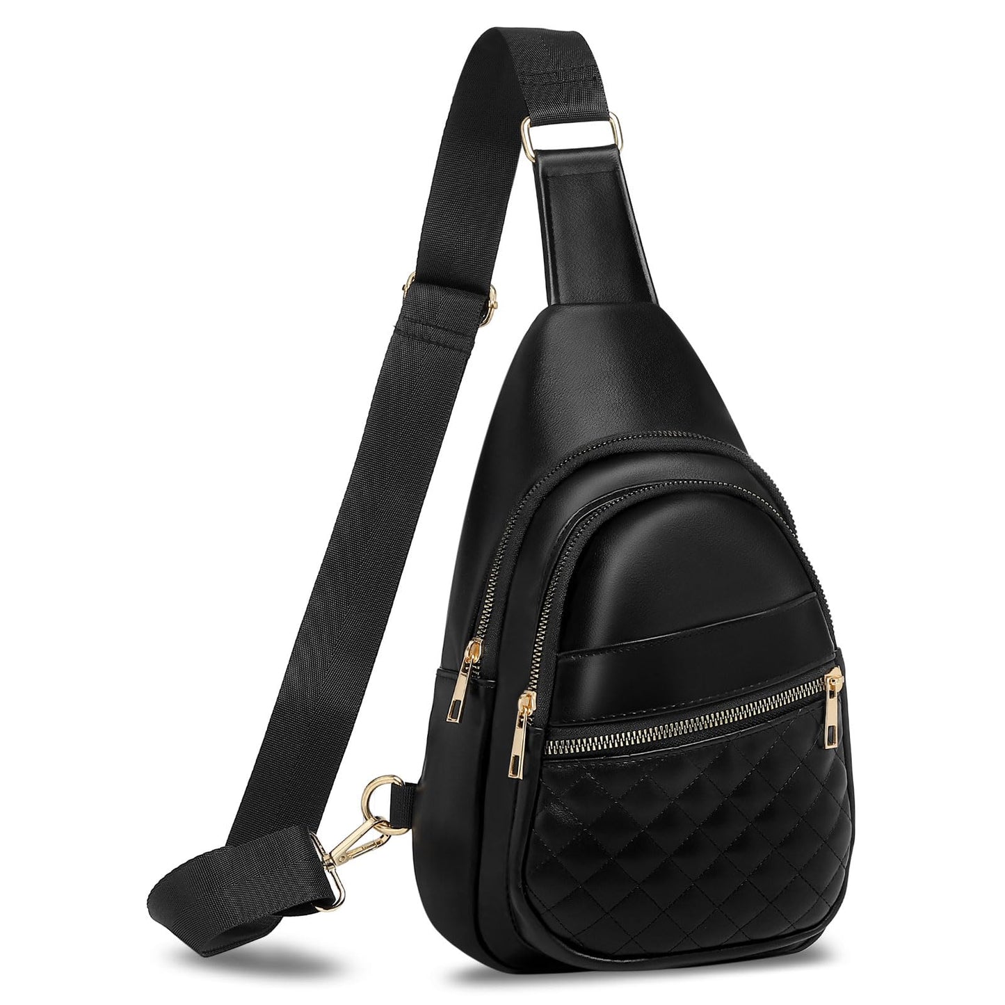 SUIKIHUM Crossbody Bags for Women Men,Leather Sling Bag Cross Body Backpack for Women, Casual Chest Bag Daypack for Travel Hiking, Black
