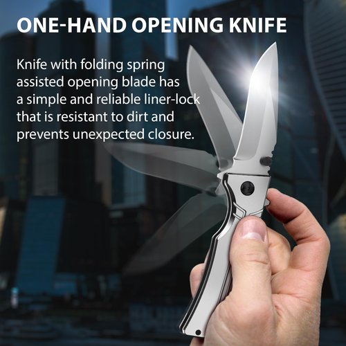 Pocket Knife for Men Women - 3.5" Sharp Folding Blade with Aluminum Handle Pocket Clip - Gray Stylish Knives for Camping Survival Work EDC - Birthday Gifts Ideas for Dad Husband Boyfriend 140106