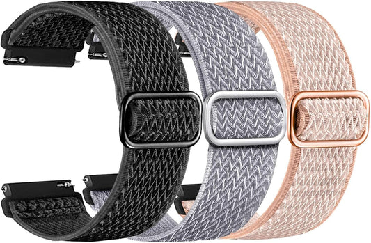 ID208 Plus Smart Watch Bands, 22mm Stretch Breathable Elastic Nylon Bands for Fitpolo/Quican/Aeac/Tensky ID208 Plus Smartwatch Replacement Wristband Adjustable Straps (3-Pack)