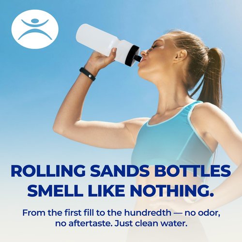 Rolling Sands USA Made Reusable 24 oz Sports Water Bottles, 3 Pack, BPA-Free, Easy Open Pull-Top, Fits Most Bike Cages, Dishwasher Safe, Lightweight - for Kids to Adults, Clear Frost
