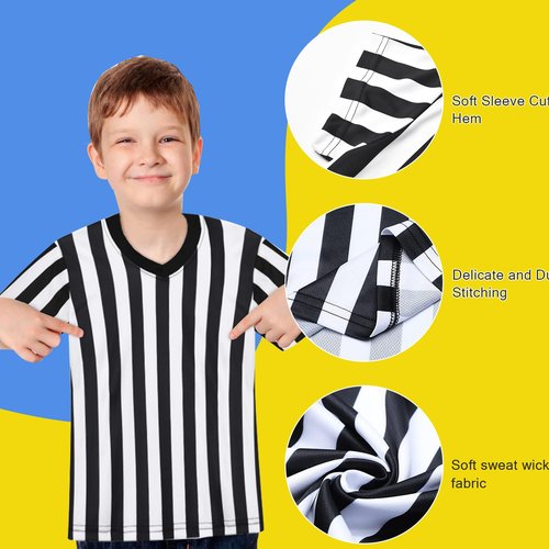 redgino Referee Shirt Costume Kids Football Basketball Official Umpire Jersey Black White Stripe Pro Ref Uniform Short Sleeve