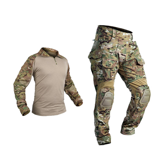 IDOGEAR OUTDOOR Men’s G3 Combat Uniform Tactical Camouflage Apparel Set For Hunting Airsoft Paintball Milsim With Knee Pads(camo,Large)