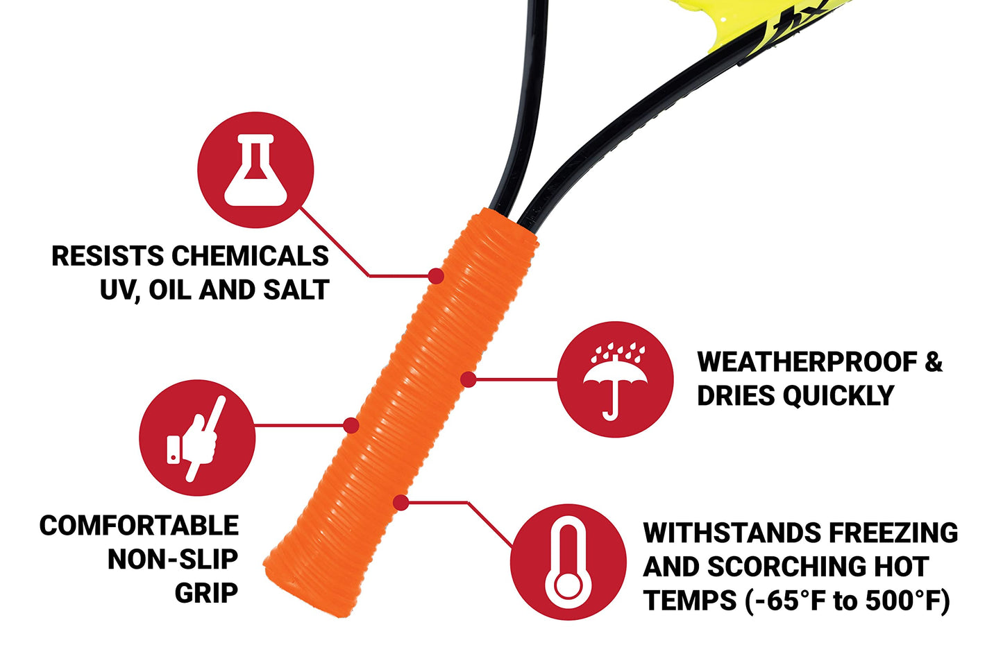 Tommy Tape Silicone Rubber Grip Wrap for Tool Handles, Fitness and Sporting Equipment - Orange 1.7mm x 120in