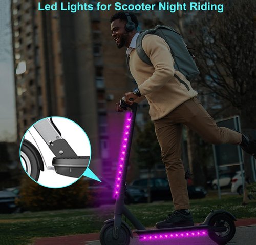 Martronic 2-Pack Bike Lights for Night Riding, 47 Flashing Modes Colorful Smart Scooter Lights with Battery Box, Fun Safety & Style Electric Skateboard Lights