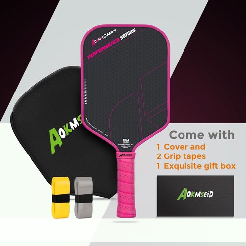 AKS Performance Series Pickleball Paddle - Toray T700 Carbon Fiber Surface, 16mm Polymer Core, High Control & Spin, USAPA Approved - Pink