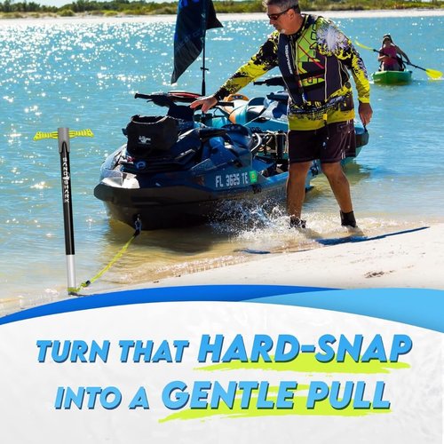 SandShark Premium Anchor Bungee Dock Line. Boat Accessories Anchor Line Absorbs Shock to Anchors and Docks w/Stainless Steel Clip - Neon Green - 7-14ft