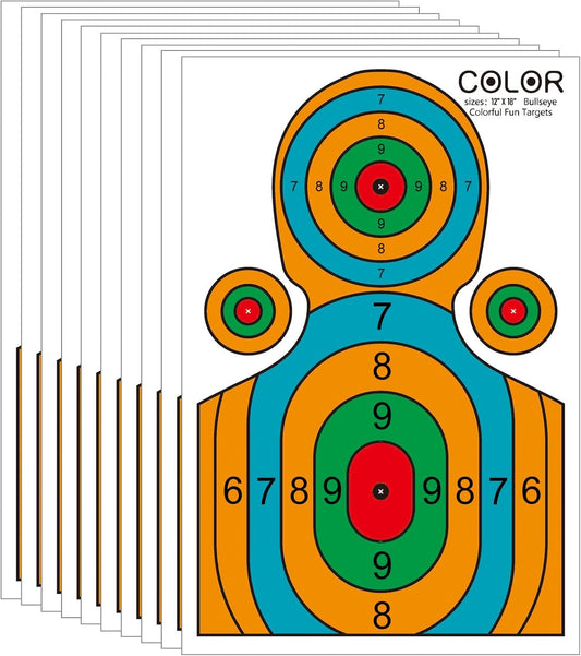 12x18 Inch High-Visibility Shooting Targets - Paper Silhouette for Precision Training, Handguns, BB Guns, and Airsoft (Indoor & Outdoor Use)