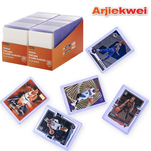 400 Card Sleeves Top Loaders for Cards, Arjiekwei 3"X4" Baseball Card Protectors Hard Plastic, Premium Toploaders Card Holder for Trading Sports Football Game Cards(200 Top Loaders + 200 Card Sleeves)