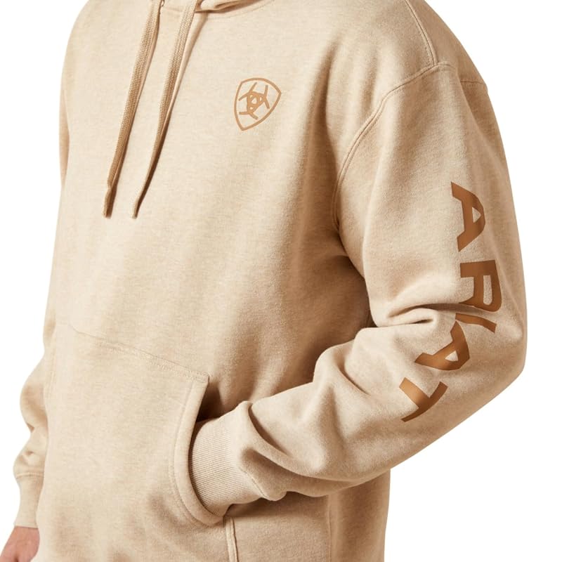 Ariat Men's Hooded Sweatshirt - Oatmeal Heather, XX-Large with Logo Hoodie