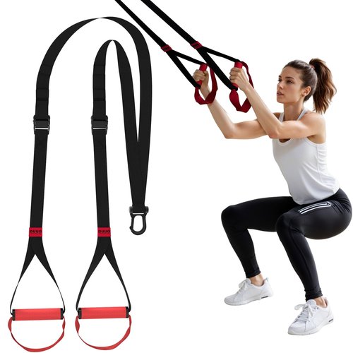 OUUO Home Suspension Straps Training Kit, Gym Bodyweight fitness All in One Workout for Full Body, with Safety Sign, Big Poster&Mess Bag