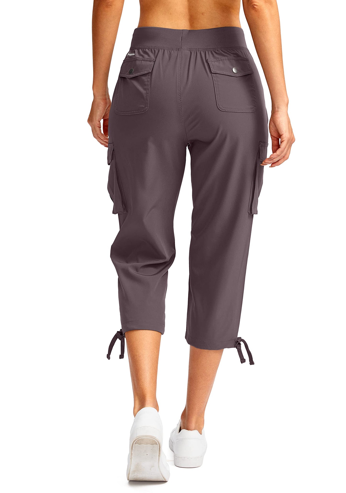Soothfeel Women's Cargo Capris Pants with 6 Pockets Lightweight Quick Dry Travel Hiking Summer Pants for Women Casual (Dusty Purple, 3XL)