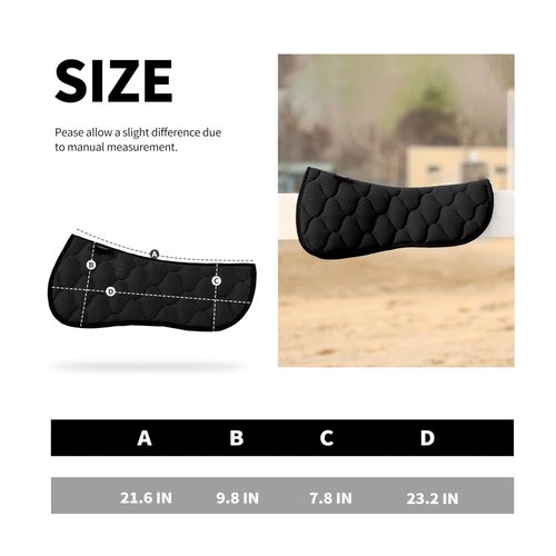Harrison Howard Mesh Riding Half Pad for English Saddle Comfortable Cushioning Horse Saddle Pad Reduce Pressure on Horse?™s Back Shock Absorbing Riding Pad Black