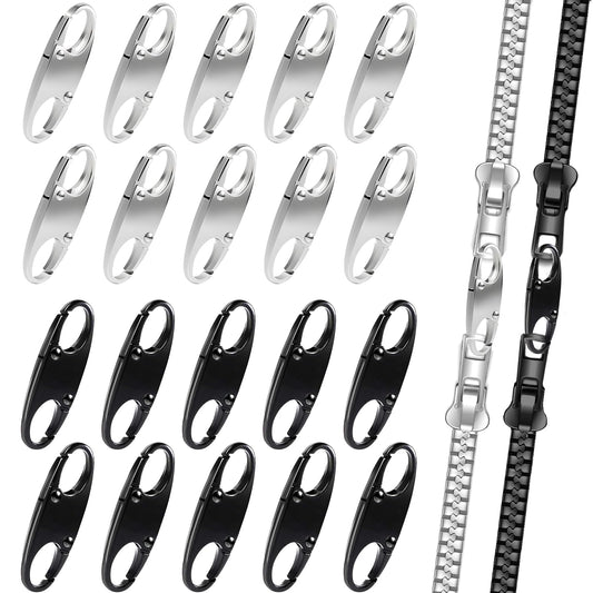 20 Pcs Zipper Clips Anti Theft Double Opening Small S Carabiner Clip Zipper Lock Theft Clasp for Backpack Purse Luggage Suitcase (Black and Sliver)