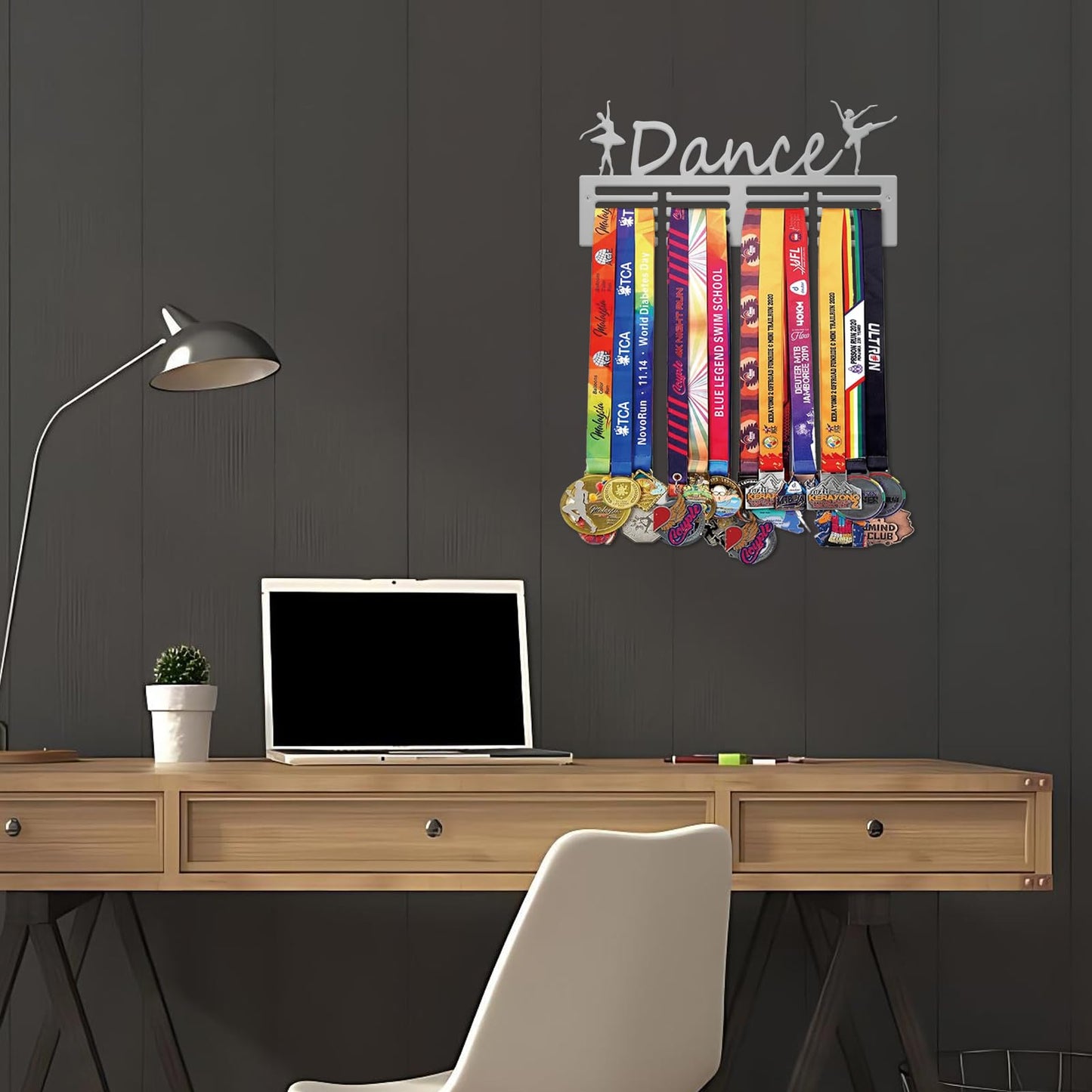 Resama Medal Holder Dance Dancer Medal Holder Display Hanger Rack Frame Shelf-Medal Hanger Awards Ribbon Dance Soccer,Gymnastics,Holder Display Rack for 60 Medals Silver
