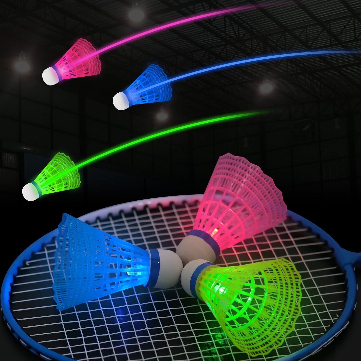 Hysagtek Badminton Birdies, 12 Pack Birdies Glow in The Dark Shuttlecocks Badminton Sets for Backyards Outdoor Indoor Sports Activities Training Practice Gym Fitness Game
