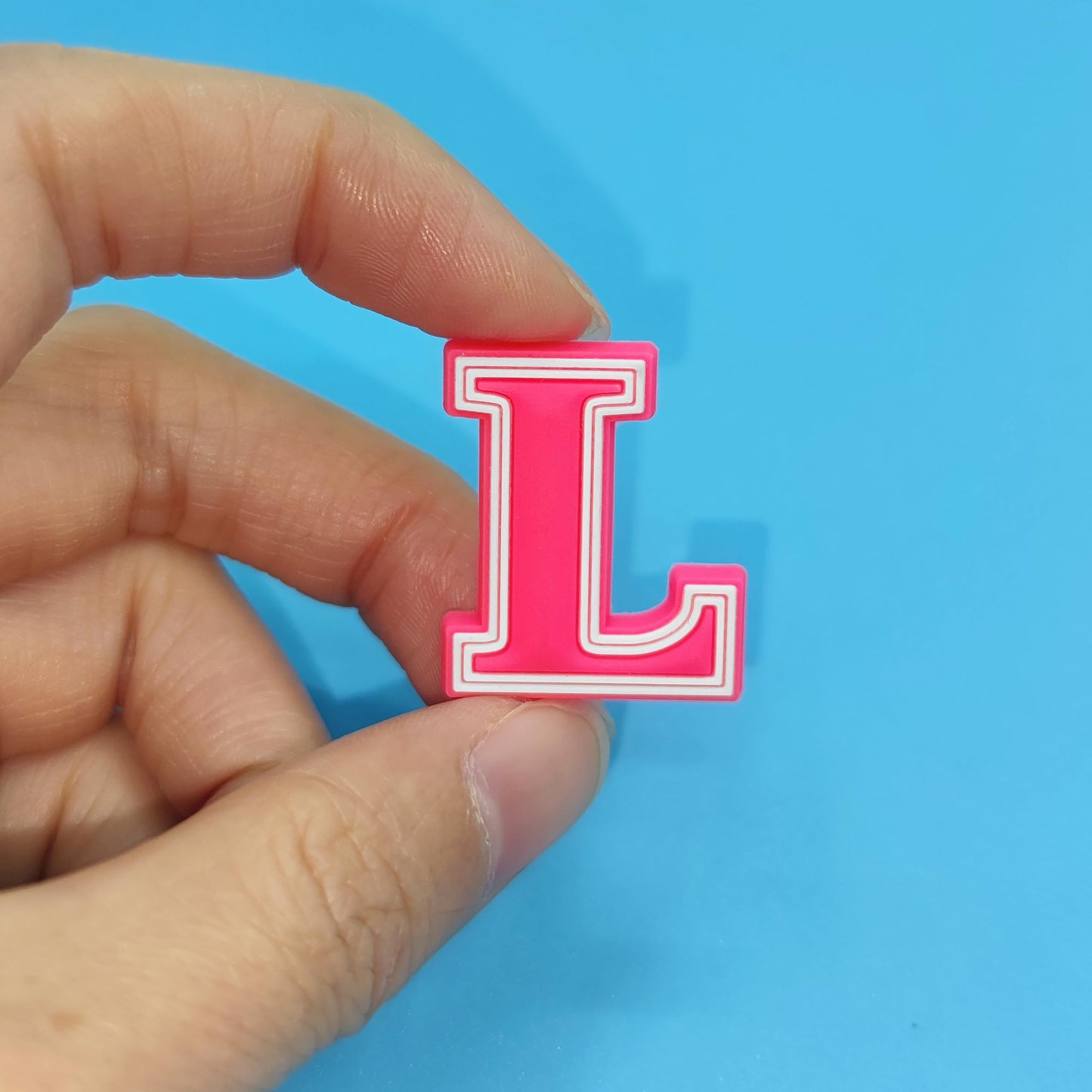 Fancharms Letter Charms Black White Pink Alphabet Accessories for Decoration Charms (Pink-L, One Size)