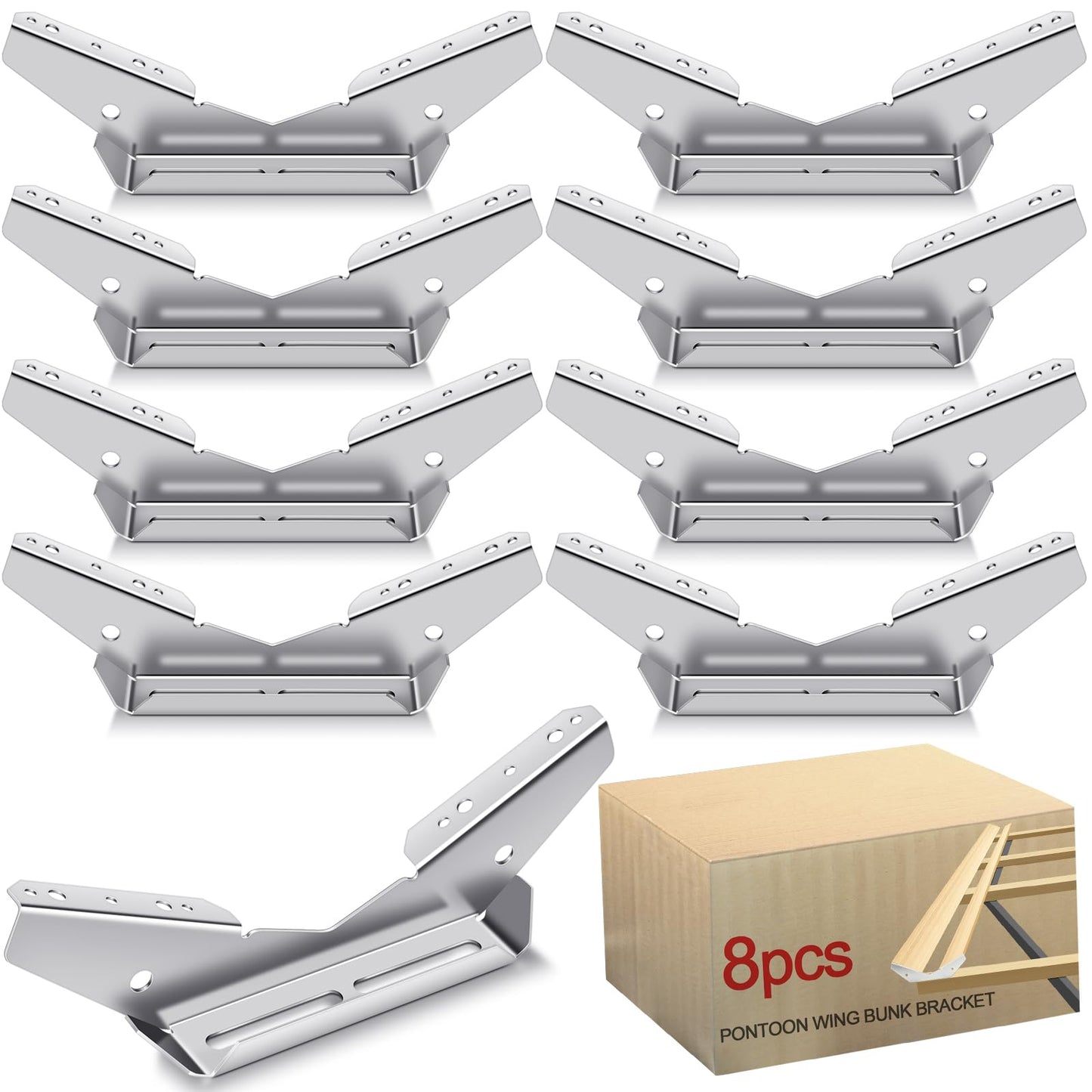 DaisyInner 8 Pcs Pontoon Wing Brackets Pontoon Trailer V Wing Bunk Galvanized Bracket Pontoon Boat Trailer Guides Lift Cradle Cleats Boat Trailer Parts Accessories