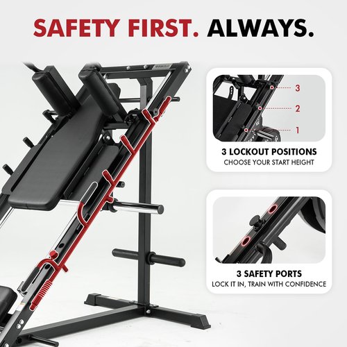 Mikolo Leg Press Hack Squat Machine Combo, Leg Press Machines for Home Gym with Linear Bearing, Hack Squat Machine with Rear and Front Band Pegs, Leg Machine for Full Range Leg Training, Black