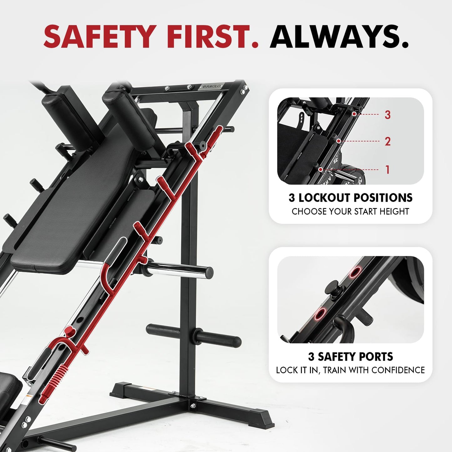 Mikolo Leg Press Hack Squat Machine Combo, Leg Press Machines for Home Gym with Linear Bearing, Hack Squat Machine with Rear and Front Band Pegs, Leg Machine for Full Range Leg Training, Black