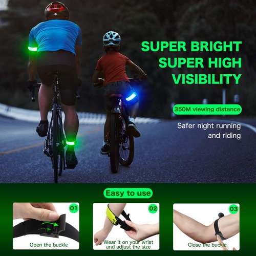 KOSKILL LED Armband Running USB Rechargeable(2 Pack), High Visibility Wristband for Runners, Joggers, Pet Owners, Cyclists, Adjustable Waterproof Reflective Bracelets for Night Running, Walking