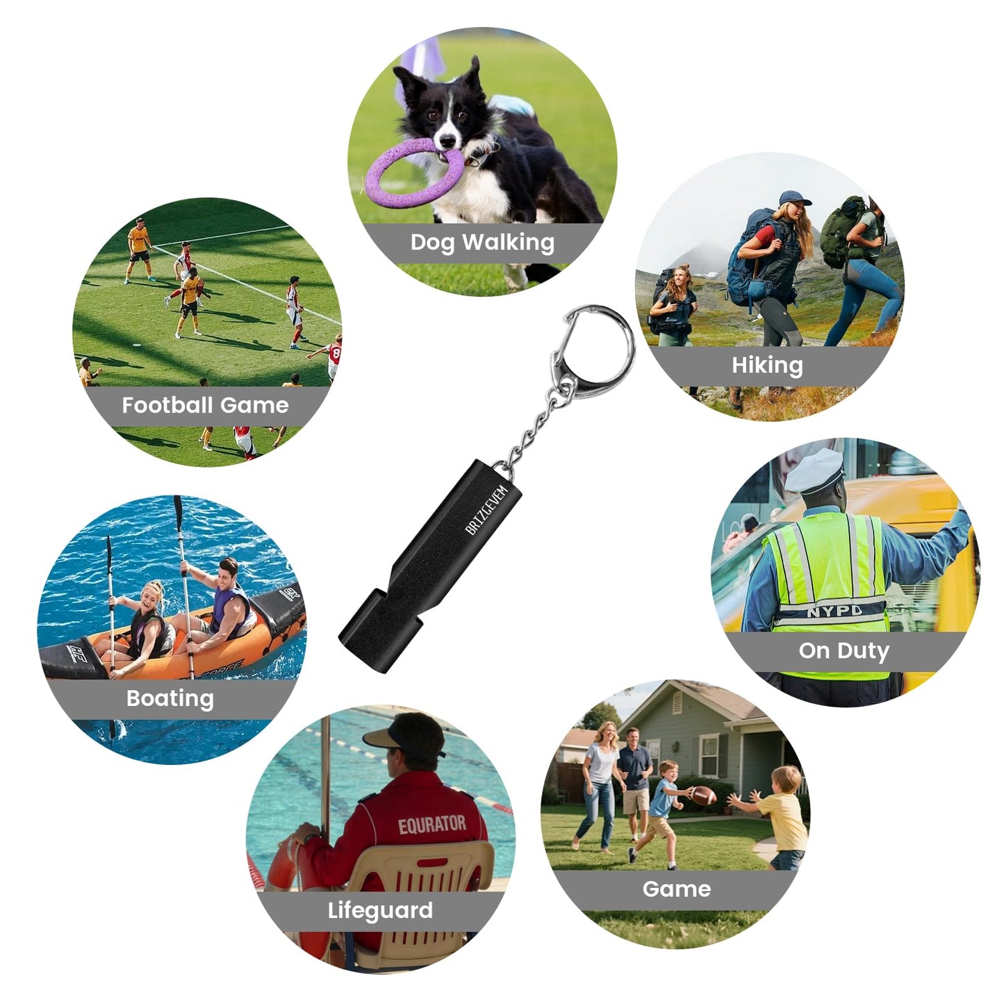 BRIZGEVEM 120dB Aluminum Emergency Survival Whistle with Lanyard & Keychain