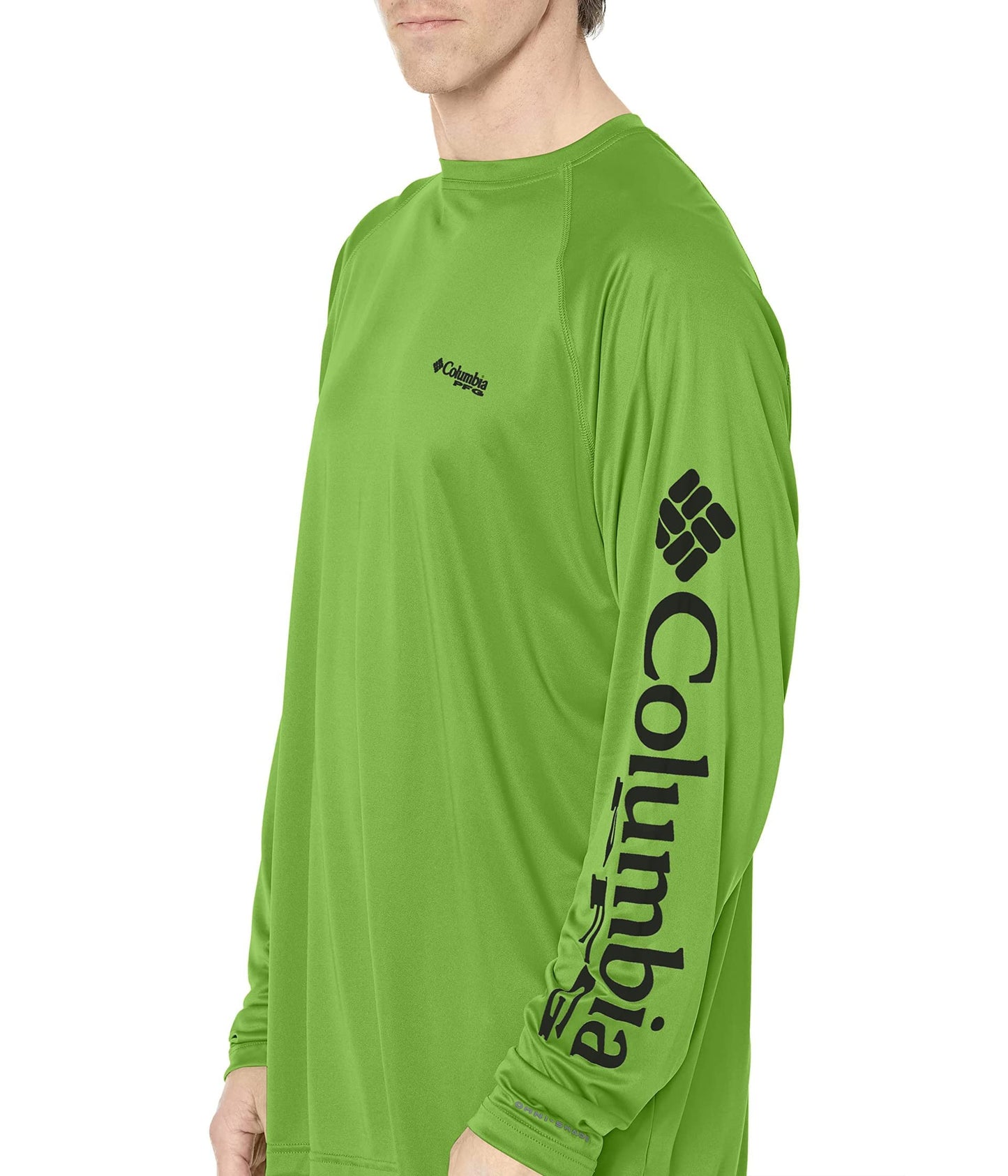 Columbia Men's Terminal Tackle Long Sleeve Shirt, Green Mamba/Black Logo, 6X Big
