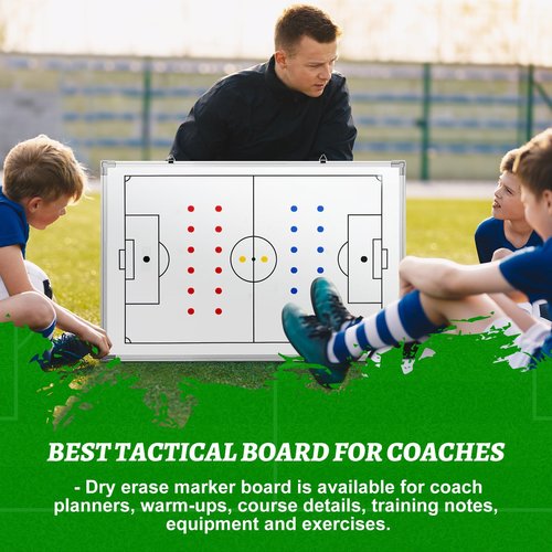 Lincia 35" x 24" Magnetic Soccer Coaching Whiteboard Large Double Sided Sport Coach Whiteboard Equipped with Magnetic Marker, Pen, Eraser and Carry Bag Soccer Football Tactical Presentation Clipboard