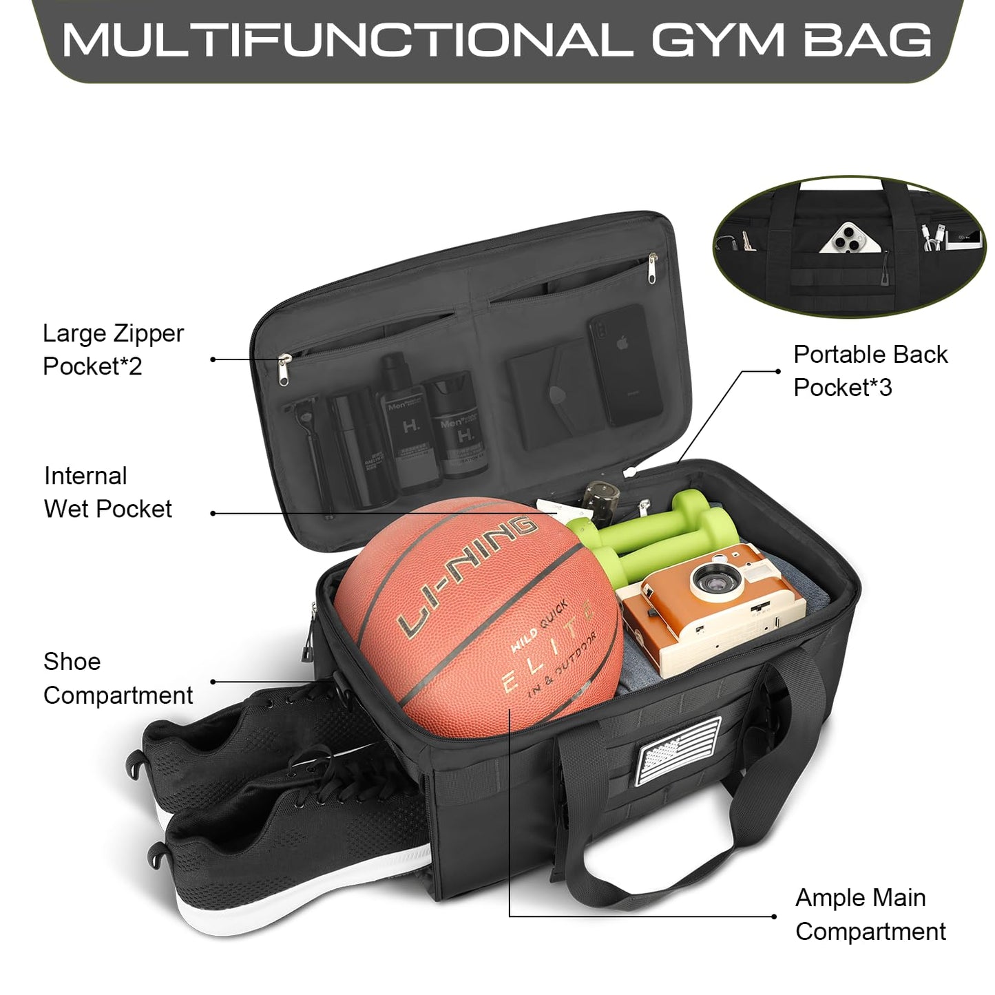 Gym Bags for Men Women, Carry On Luggage 22x14x9 Airline Approved