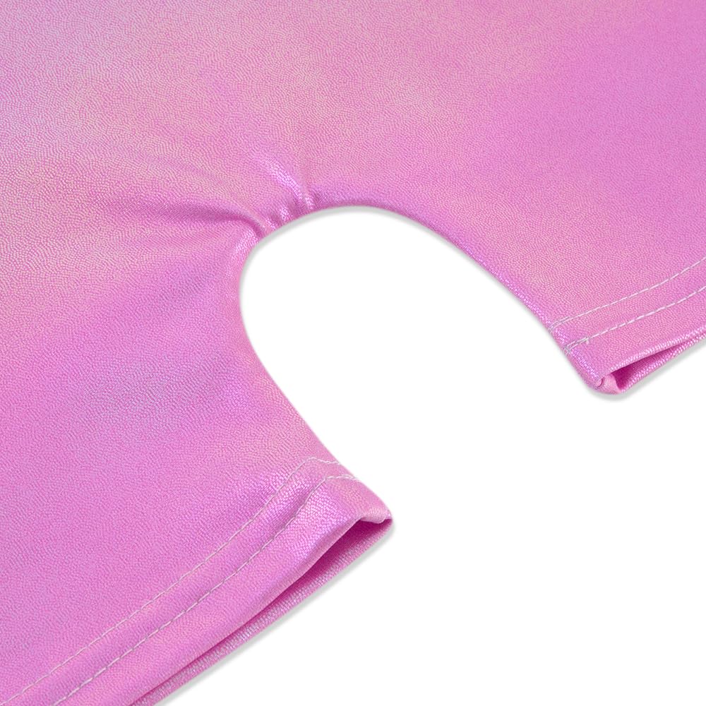 Gymnastics Leotards for Girls Toddler Ballet Dance Tumbling Outfits 6 7 Kids Sleeveless Gymnastic Biketard with Shorts Sparkly Dancwear Unitards Clothes Bodysuit (Pink Glitter, 6-7 Years)
