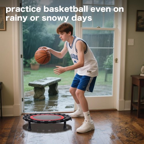 YOUGYM Basketball Training Trampoline - Indoor Quiet Practice Foldable Trampoline for Beginners/Pros, Noise-Reducing Durable Portable Design, Home Ball Training