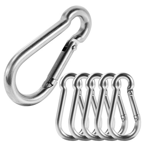 304 Stainless Steel Carabiners，M6 Carabiners Clips for Camping,Swing,Hiking,Hammock,Water Bottle, Backpack