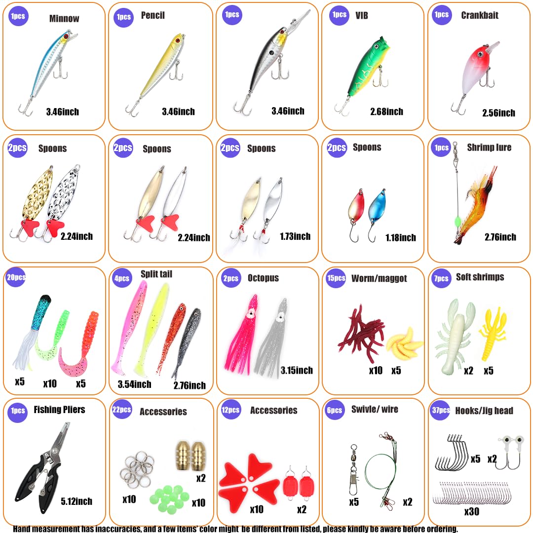 EXAURAFELIS Hard Fishing Lures Set, Minnow Popper Crankbait VIB for Bass Walleye Freshwater River Lake Fishing