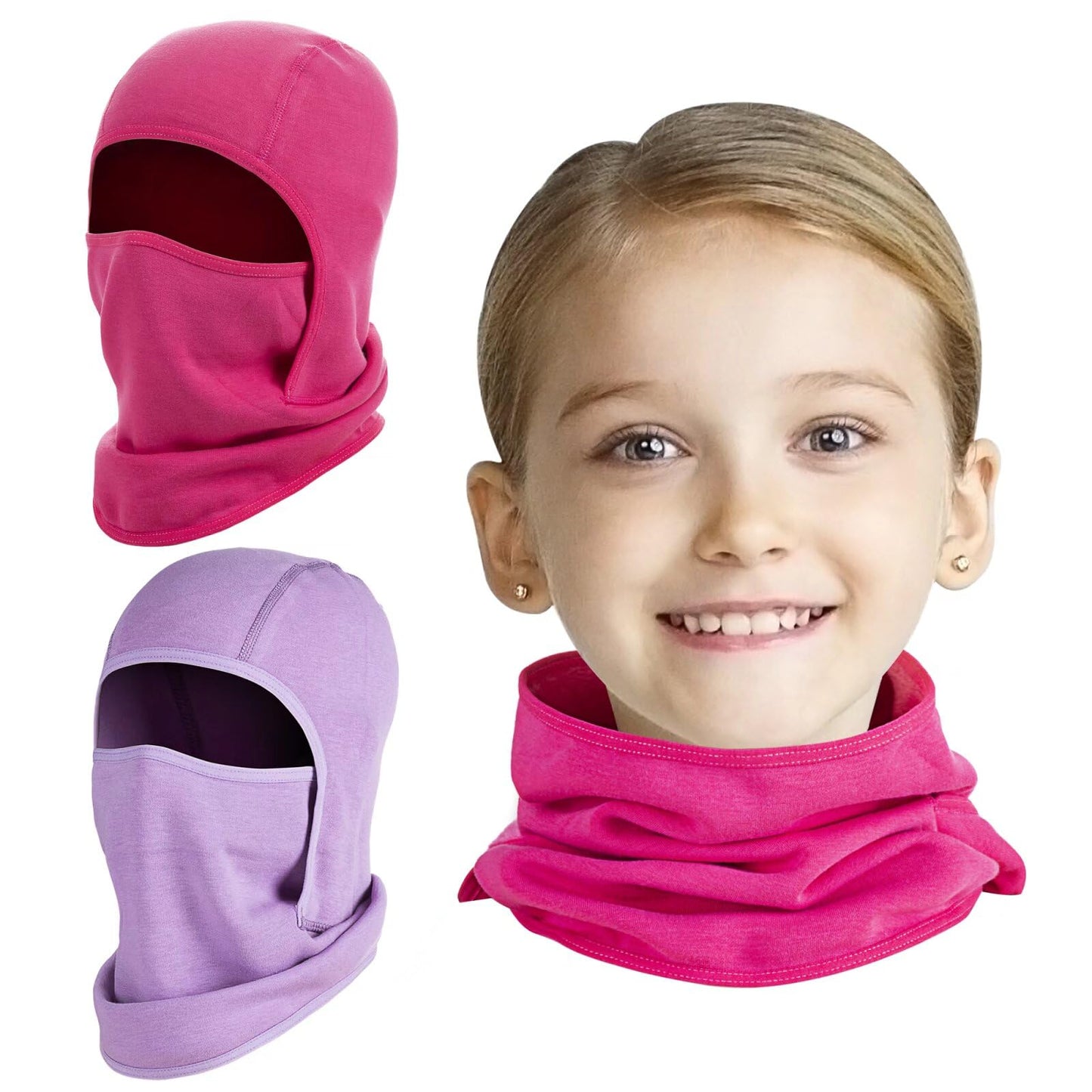 2 Pack Kids Balaclava Face Mask for Boys Girls, Windproof Winter Hat Ski Mask for Cold Weather, Breathable Face Warmer for Sports -12