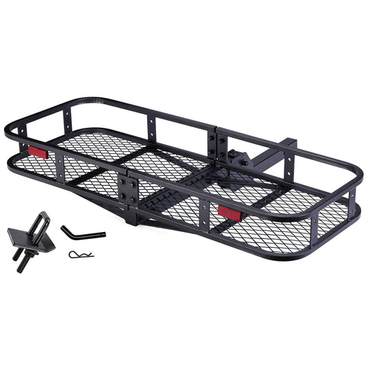 Folding Hitch Cargo Carrier, 500Lbs Capacity Tow Cargo Basket Luggage Rack for SUV 50x19x6 Inches AUSUM MOTOR Cargo Racks for Trailer fit 2 Inches Hitch Receiver with Stabilizer