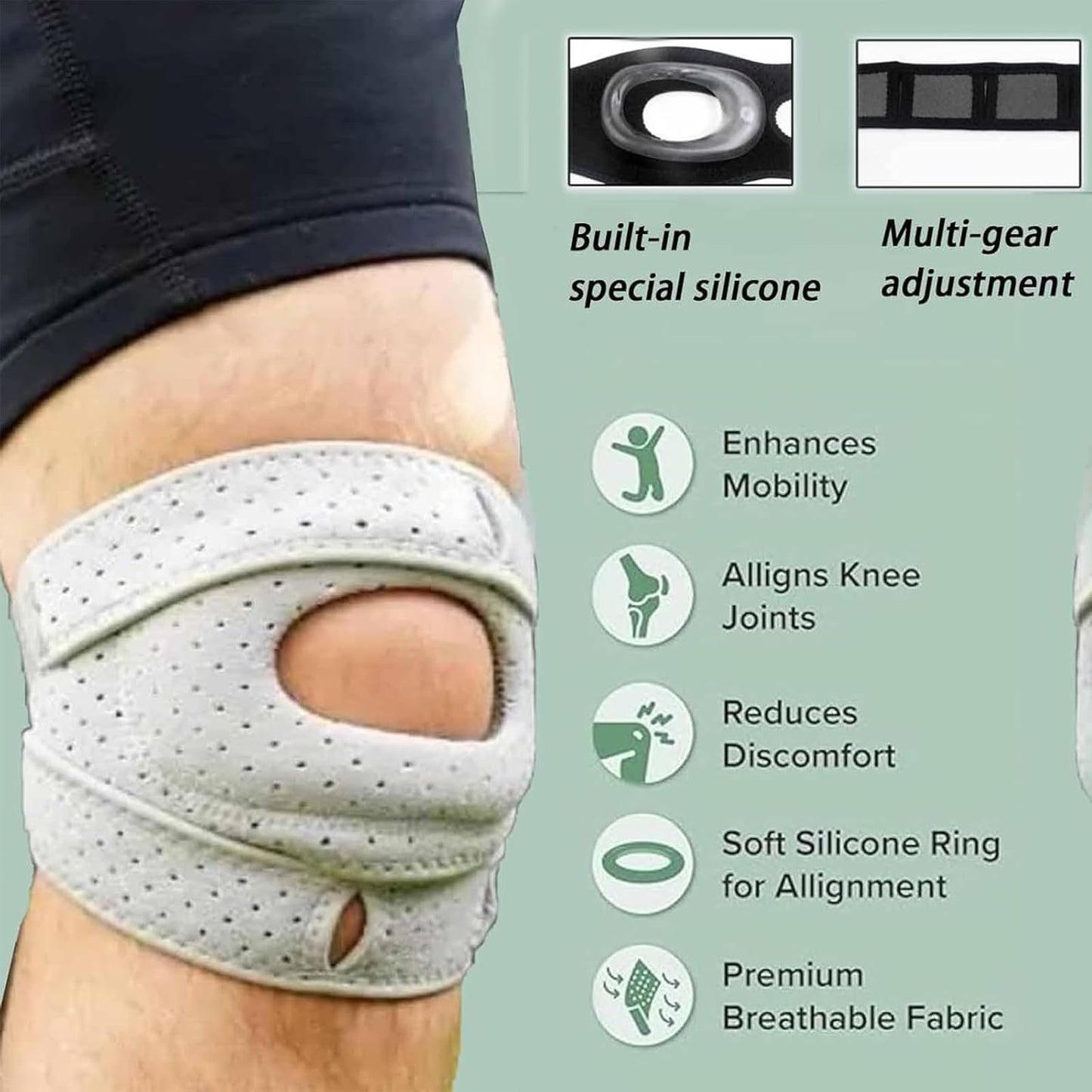2PCS Wellknee Knee Brace,Knee Brace for Women Men Adjustable Knees Support,Knee Support for Athletes,Knee Joint While You Move for Running Workout