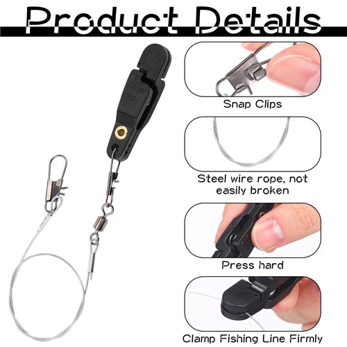 Tellegloww 10 Pcs Fishing Downrigger Release Clip 13.8 Inch Planer Board Clips with Steel Fishing Line Padded for Offshore Weight Kite Trolling