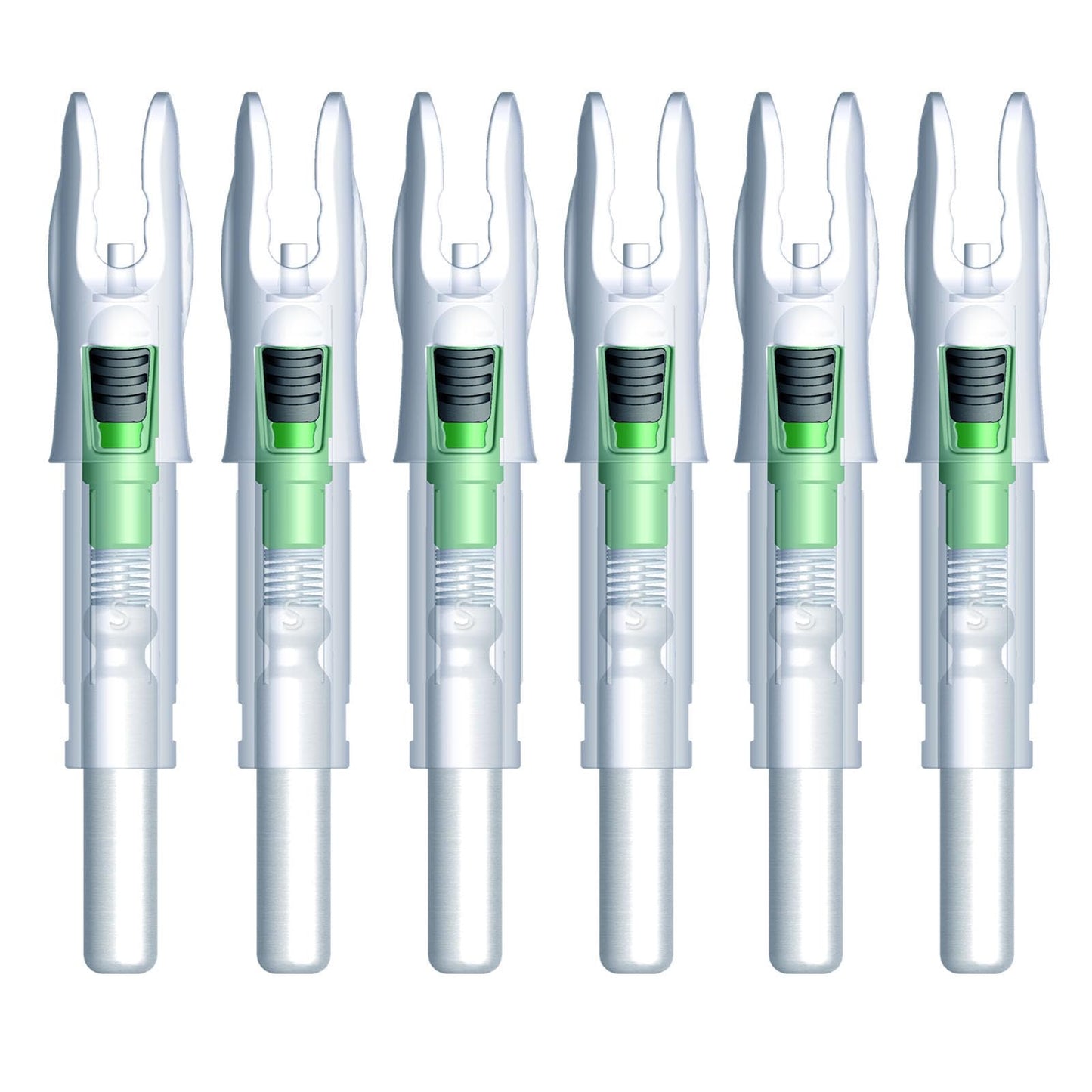 Linpeng 6PCS Lighted Nocks for Arrows with .165/ .204/ .233/ .244/ .246 Light Up Nocks with ON/Off Switch for Archery Hunting (Green, GT/.246")